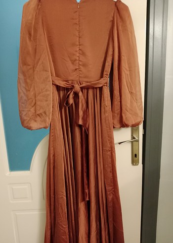 Uzun Kiremit rengindeBohem Elbise - Görsel 4