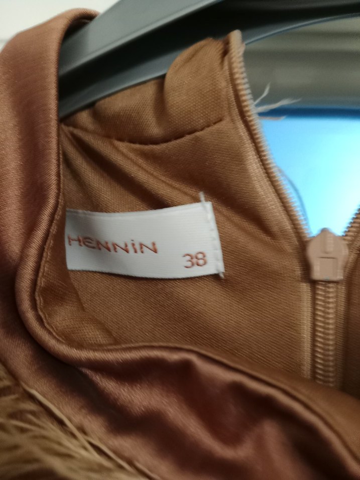 Uzun Kiremit rengindeBohem Elbise - Görsel 3