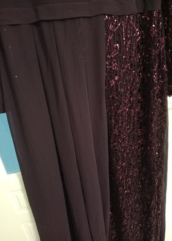 mor pul detaylıUzun Kollu Gotik Kadın Abiye Elbise - Görsel 2