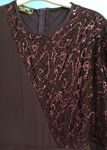 mor pul detaylıUzun Kollu Gotik Kadın Abiye Elbise - Görsel 4