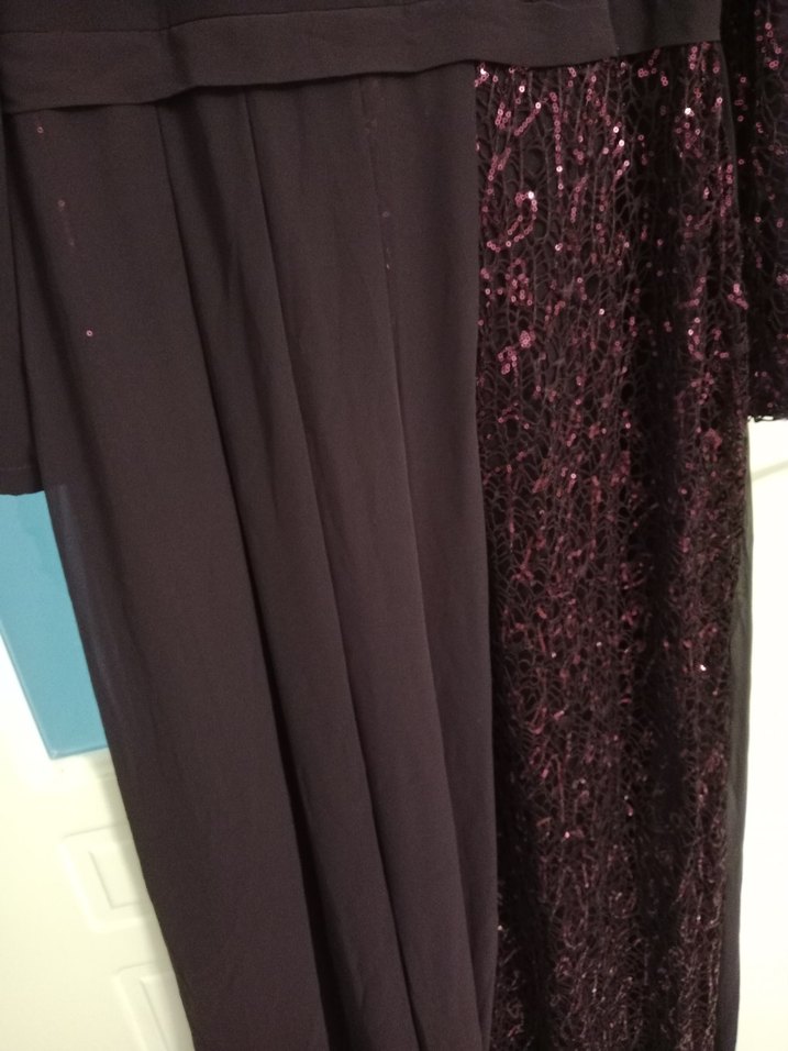 mor pul detaylıUzun Kollu Gotik Kadın Abiye Elbise - Görsel 2