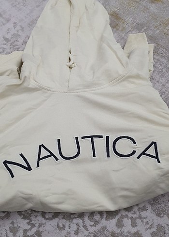 Erkek Beyaz Kapüşonlu Nakışlı Sweatshirt