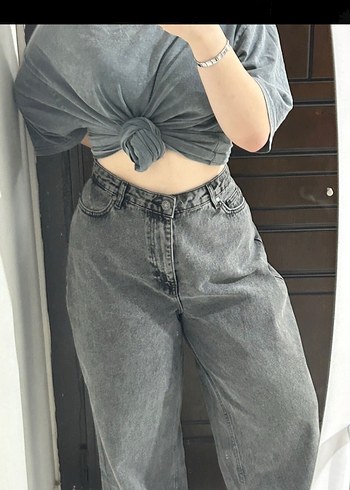 Pretty Ballerinas Yuksek Bel Gri Denim Pantolon