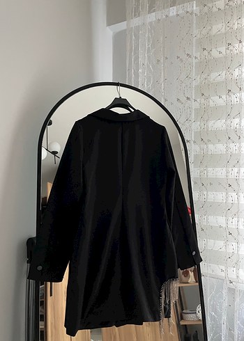 Kadın Siyah Uzun Kollu Düğmeli Blazer Ceket - Görsel 5