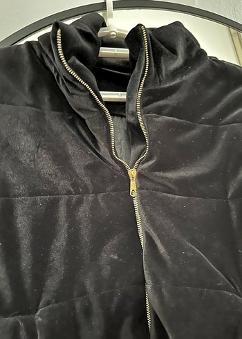 Siyah Kadın Süet Fermuarlı Ceket - Görsel 2