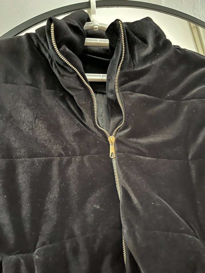 Siyah Kadın Süet Fermuarlı Ceket - Görsel 2