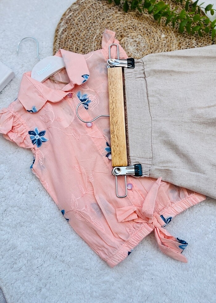 Gömlek keten şortlu takım - Görsel 3