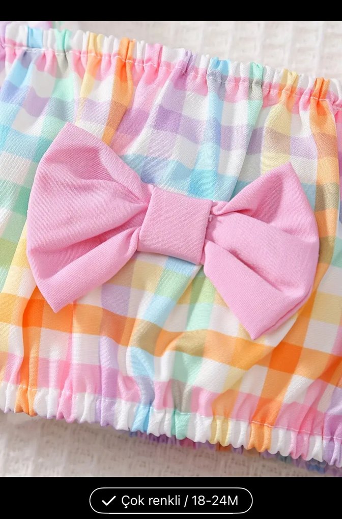 Pastel Çok Renkli Kız Çocuk Mayo Seti - Görsel 2