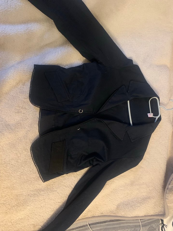 Siyah Kadın Denim Ceket, Düğmeli, Ofis Stili - Görsel 2