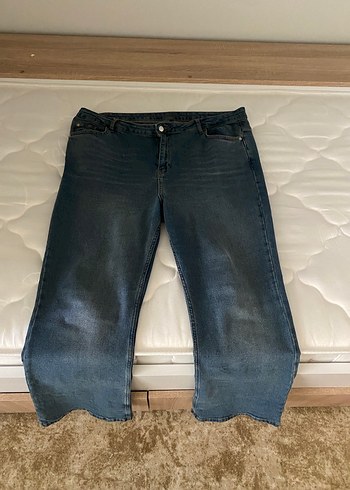 Kadın Mavi Denim Midi Bol Kesim Jean