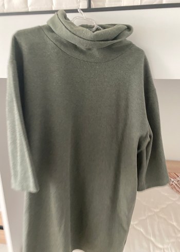 Kadın Haki Boğazlı Midi Triko Elbise - Görsel 2