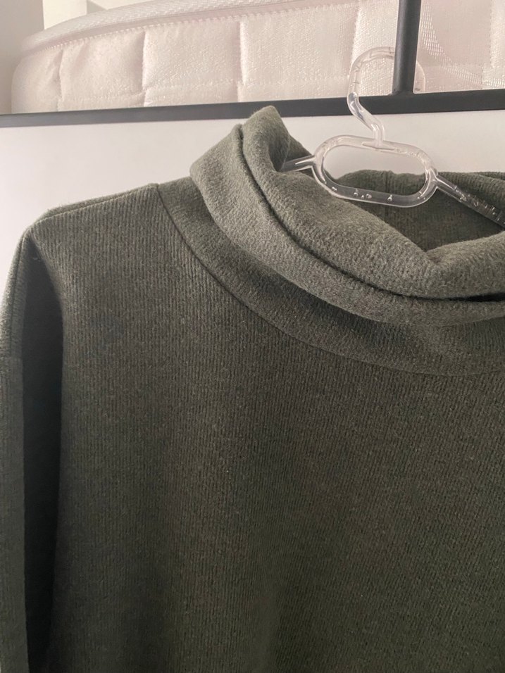 Kadın Haki Boğazlı Midi Triko Elbise - Görsel 3