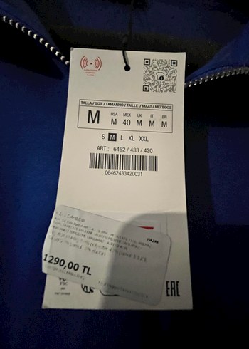 Zara erkek Mavi Fermuarlı Sweatshirt ETİKETLİ SIFIR - Görsel 2