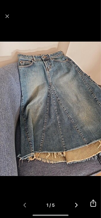 s Beden lacivert Renk DKNY Jean etek midi boy