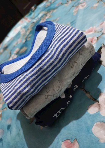 Mavi ve Gri Pamuklu Bebek Badileri 3 lü Set - Görsel 10