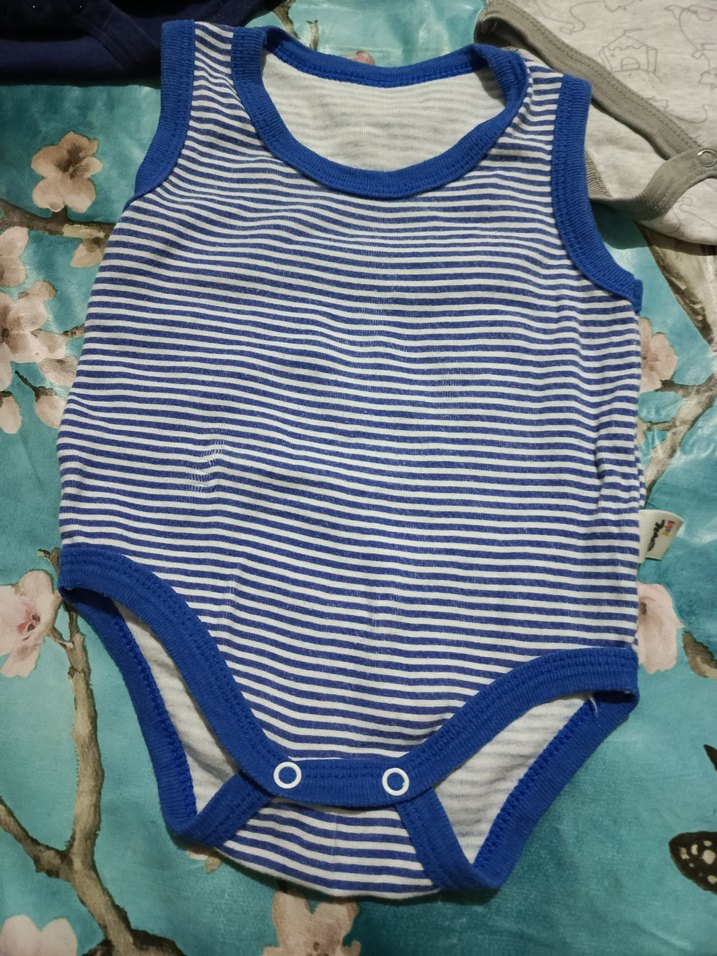 Mavi ve Gri Pamuklu Bebek Badileri 3 lü Set - Görsel 2