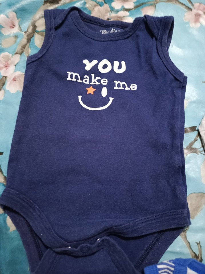 Mavi ve Gri Pamuklu Bebek Badileri 3 lü Set - Görsel 4