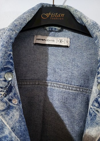 Koton Düğmeli Mavi Batik Desenli Erkek Denim Ceket