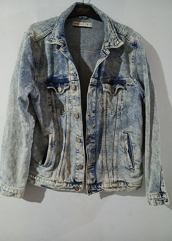 Düğmeli Mavi Batik Desenli Erkek Denim Ceket