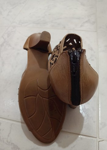 39 Beden camel Renk Kahve Stiletto Topuklu Kadın Sandalet