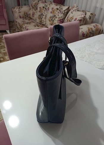  Beden Parlak Mavi Deri Kadın Çanta