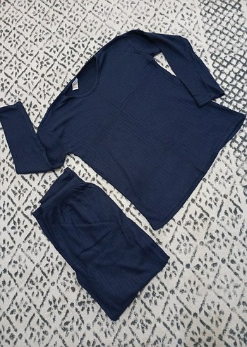 Kadın Lacivert Uzun Kollu Triko Pijama Takımı