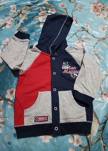 Erkek Çocuk Kapüşonlu Düğmeli Sweatshirt