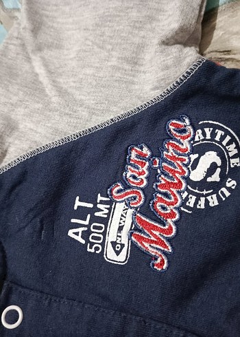 6-9 Ay Beden Erkek Çocuk Kapüşonlu Düğmeli Sweatshirt