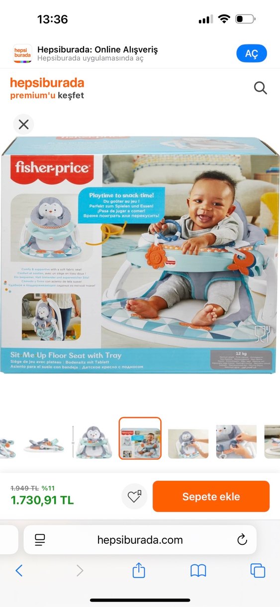 Gri Penguen Desenli Bebek Mama Sandalyesi - Görsel 4