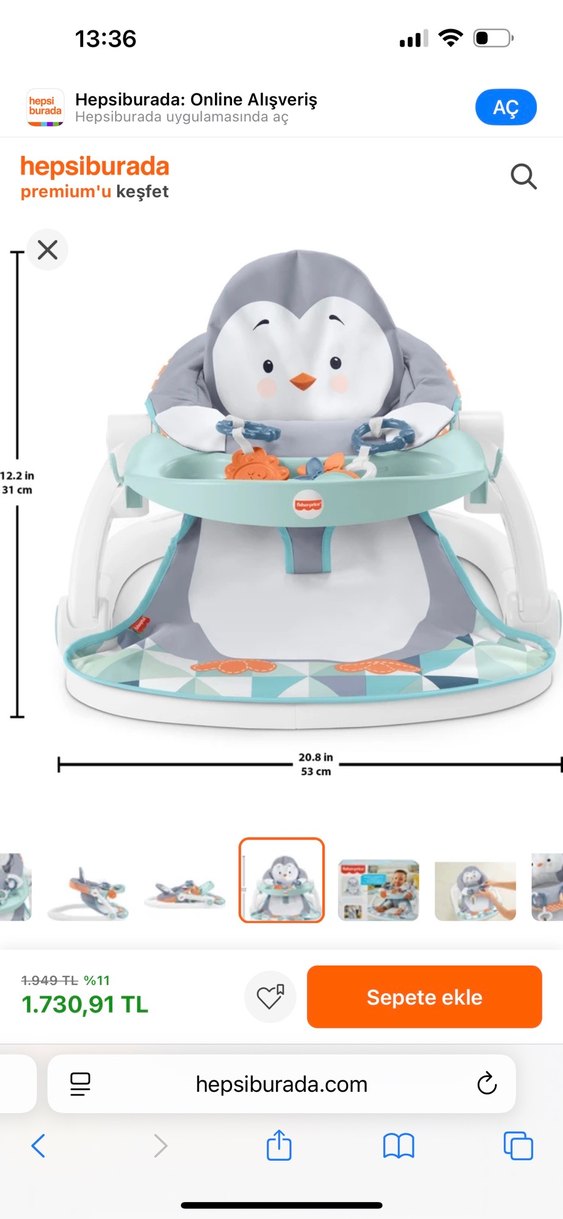 Gri Penguen Desenli Bebek Mama Sandalyesi - Görsel 2