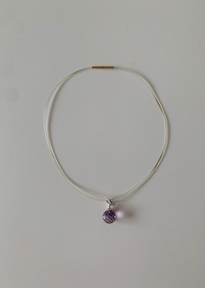 Ekstra kalite ametist doğal taşlı gümüş kolye / charm - Görsel 4