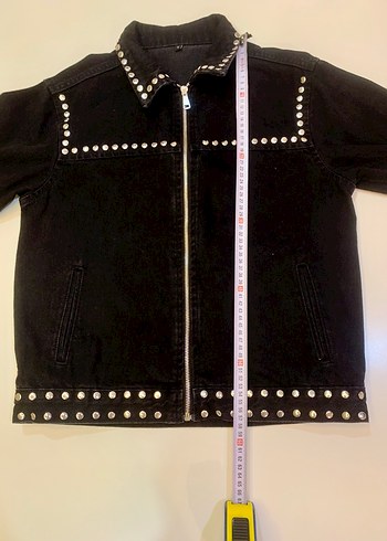 Sıfır Siyah Nakışlı Kadın Denim Ceket - Görsel 6