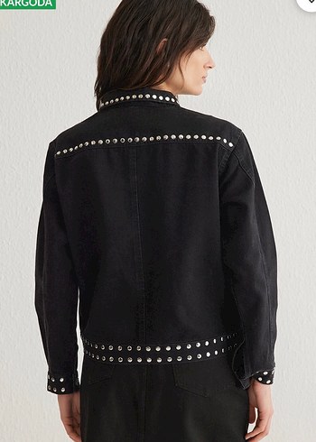 Sıfır Siyah Nakışlı Kadın Denim Ceket - Görsel 2