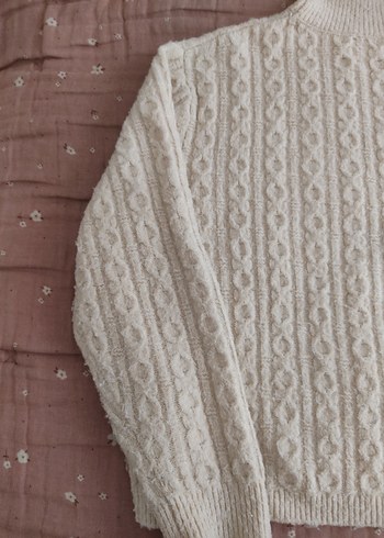 Beyaz Boğazlı Örgü Kazak - Görsel 6