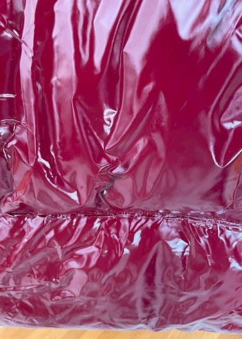 Bordo Parlak Fermuarlı Kadın Mont - Görsel 10