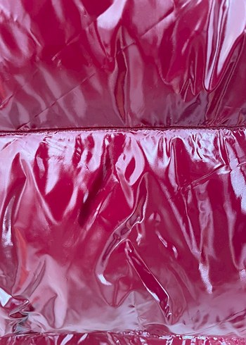 Bordo Parlak Fermuarlı Kadın Mont - Görsel 11