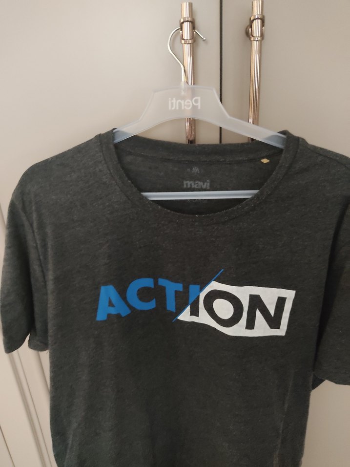 Gri Baskılı Erkek Kısa Kollu Tişört - Görsel 5