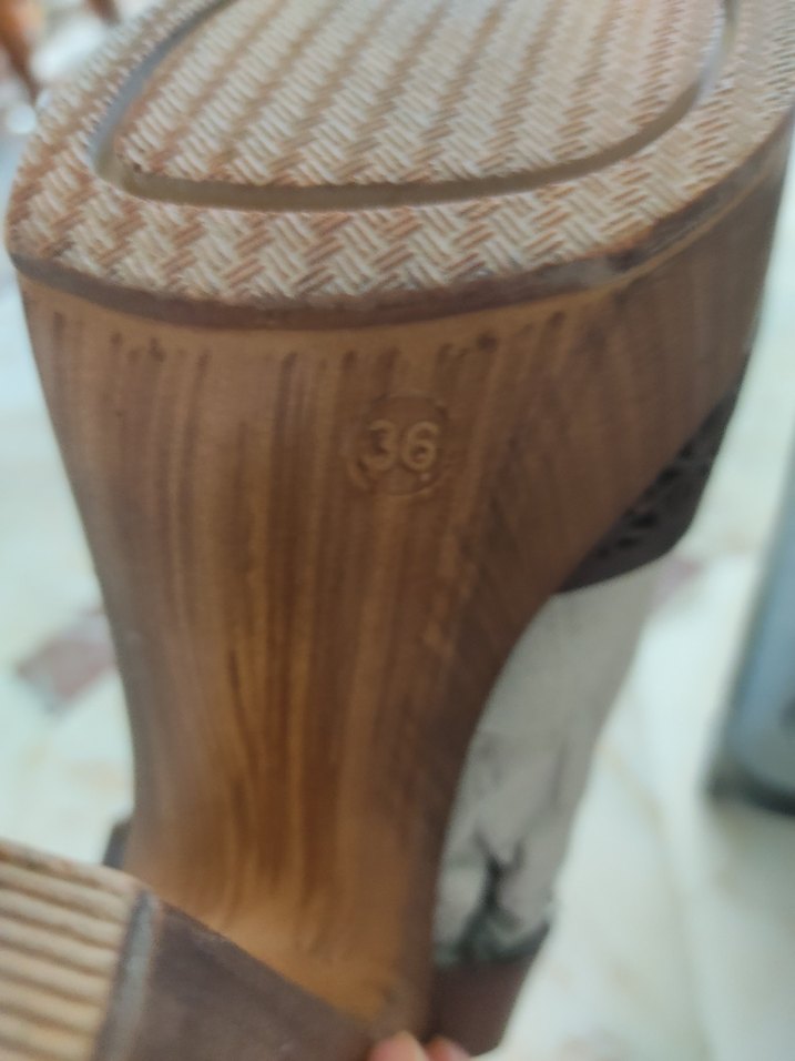 Kahverengi Desenli Deri Dolgu Topuklu Kadın Ayakkabı - Görsel 3