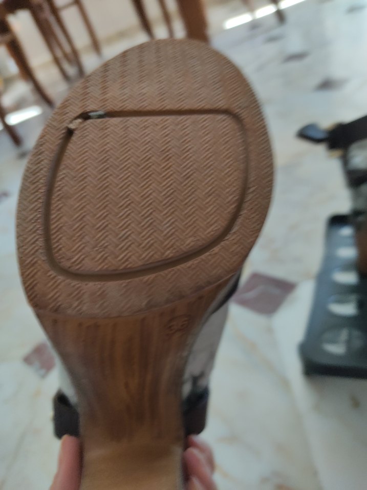 Kahverengi Desenli Deri Dolgu Topuklu Kadın Ayakkabı - Görsel 4