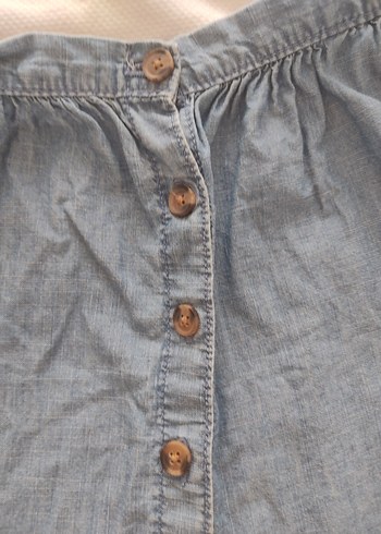 Düğmeli Mavi Denim Mini Etek - Görsel 2