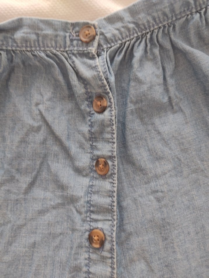 Düğmeli Mavi Denim Mini Etek - Görsel 2