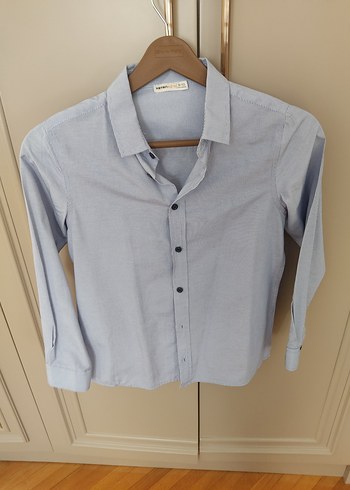 Düğmeli Mavi Pamuklu Erkek Çocuk Gömleği - Görsel 8