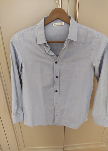 Düğmeli Mavi Pamuklu Erkek Çocuk Gömleği - Görsel 5