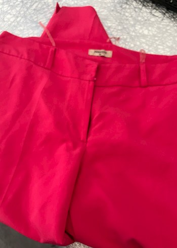 Parlak Pembe Midi Kadın Kumaş Pantolon