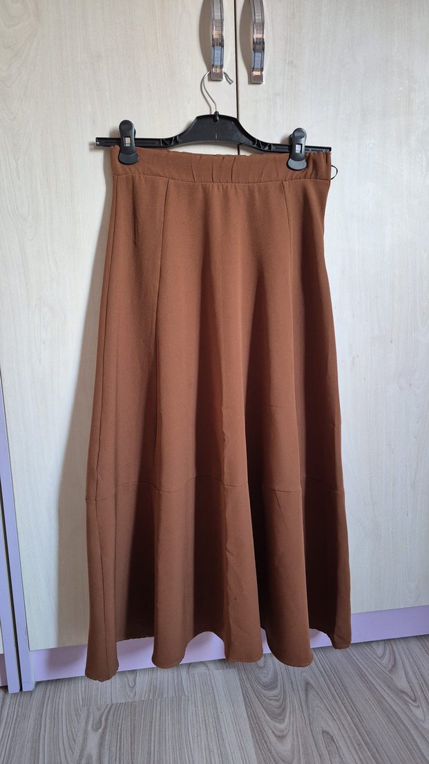 Drapeli Kahverengi Kolsuz Kadın Takım - Görsel 2