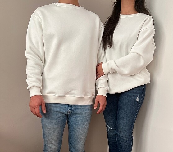 Unisex Sweatshirt Krem(3iplik yumuşak dokulu)