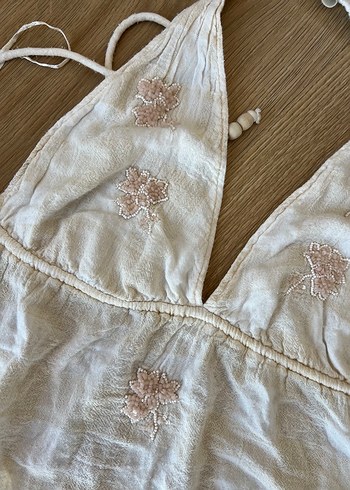 Nakışlı Beyaz Bohem Mini Büstiyer - Görsel 2