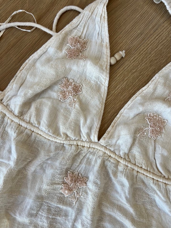 Nakışlı Beyaz Bohem Mini Büstiyer - Görsel 2