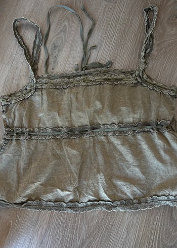 Nakışlı Dantel Detaylı Keten Bustiyer - Görsel 5