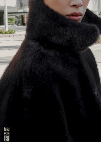 Kahverengi çift taraflı Kürklü Deri Kadın Ceket - Görsel 2